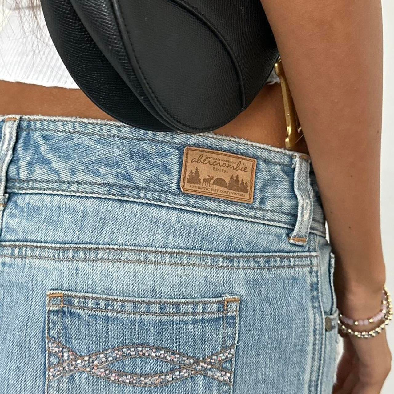 Vintage Abercrombie 2000’s blue denim mini skirt