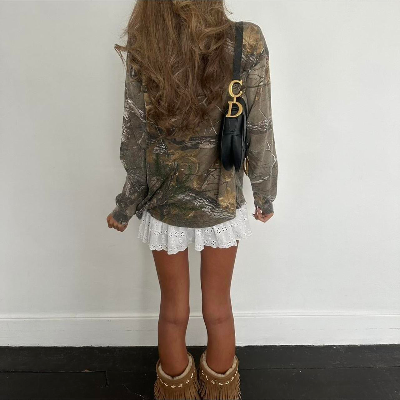 Vintage 00s camouflage soft long sleeve top