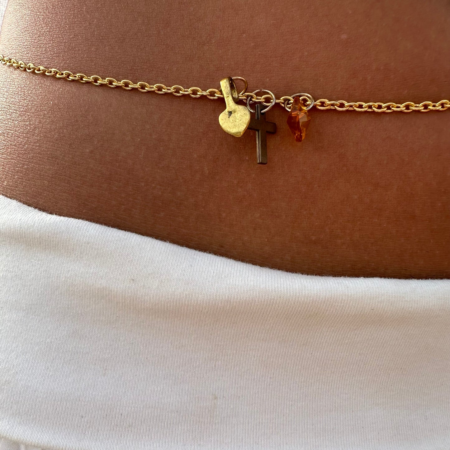 Handmade amber heart belly chain 🪸🐚