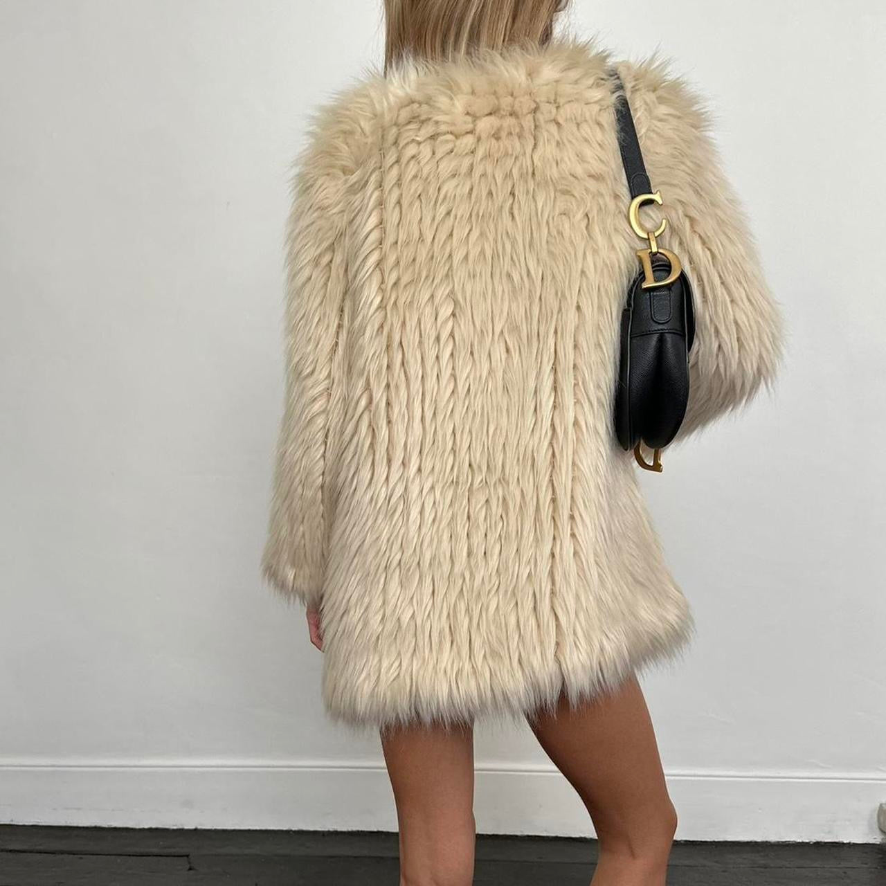 Vintage cream light weight faux fur jacket