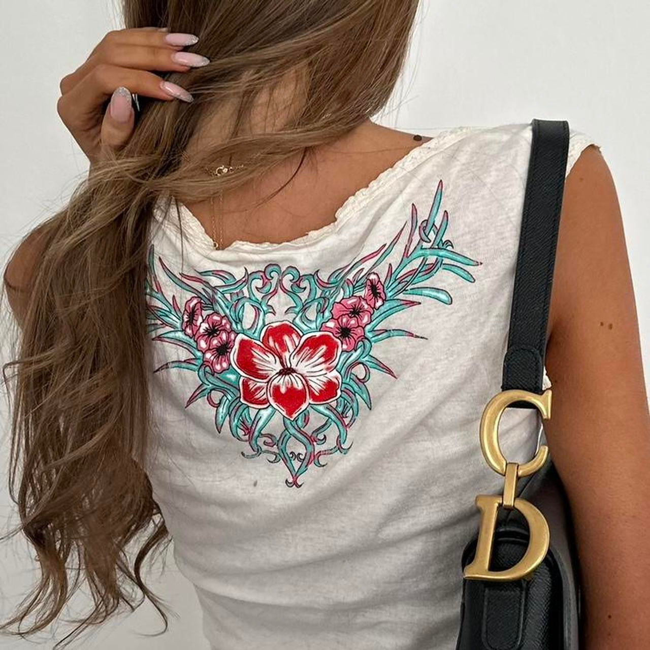 Vintage 90’s Replay white flower top