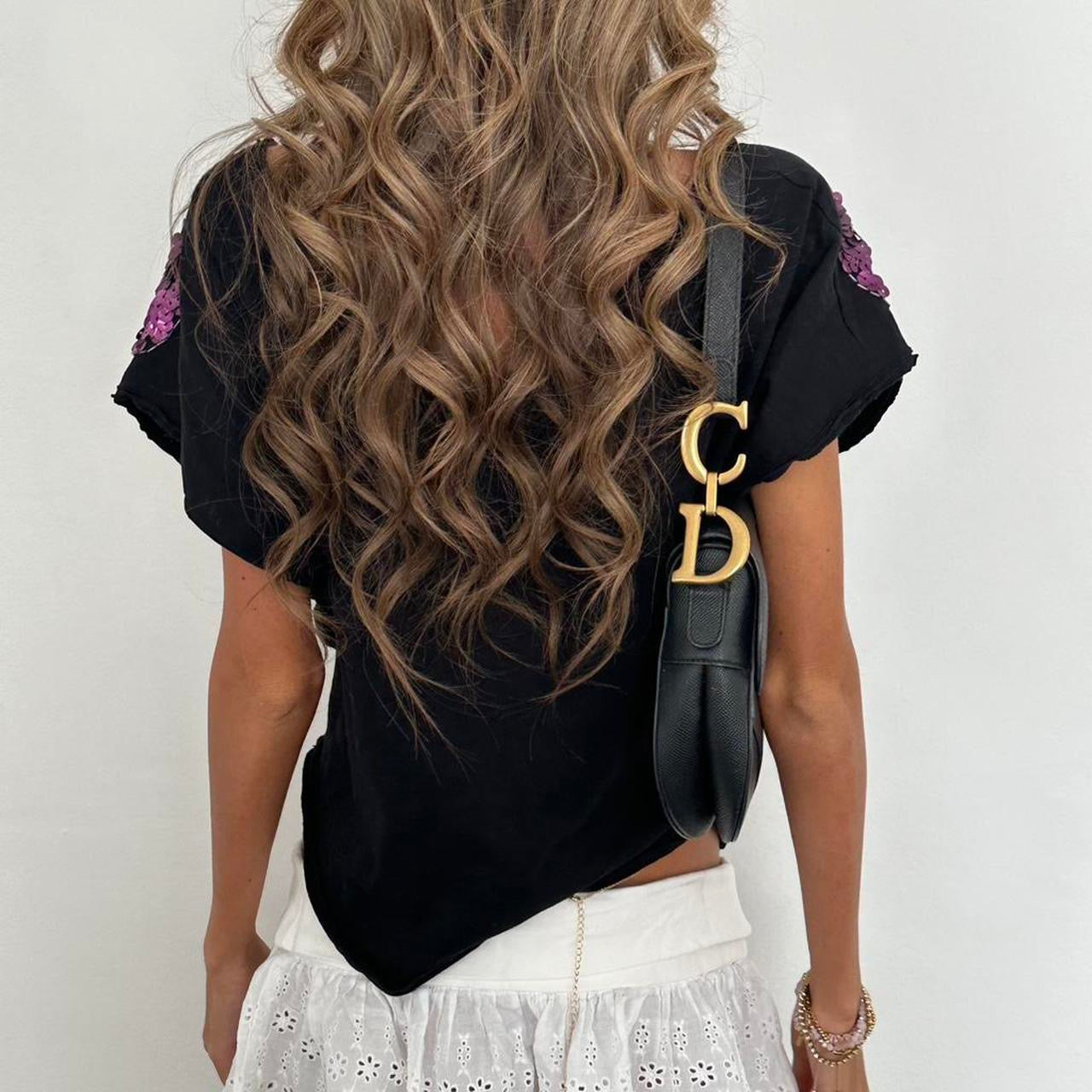 Vintage 00s sequin butterfly boho top