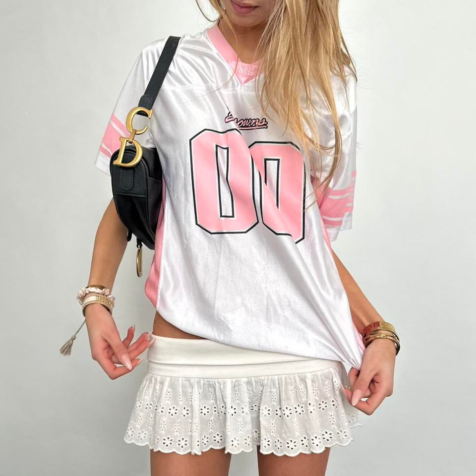 Vintage 90’s white and pink silky jersey