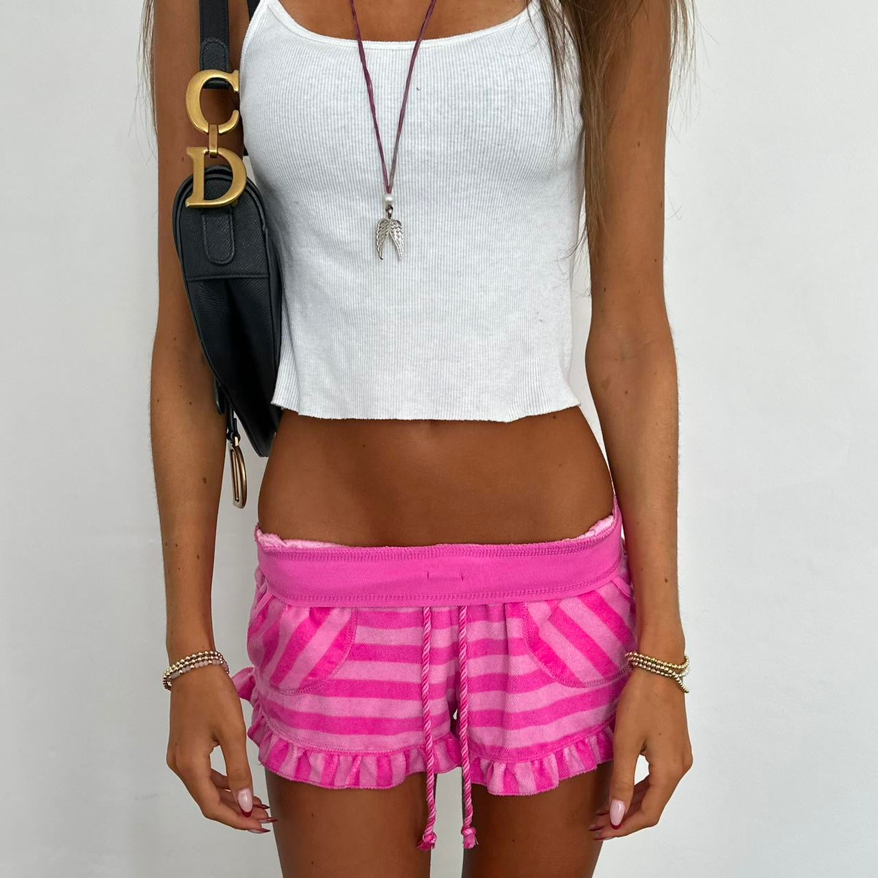 Vintage 2000’s Betsey Johnson pink striped mini shorts