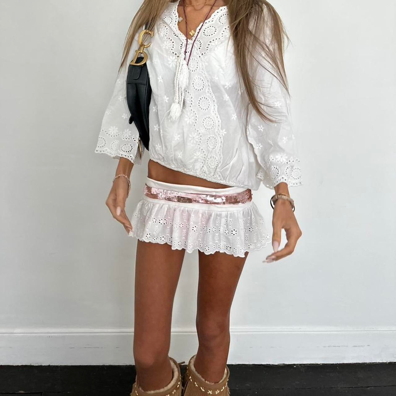 Vintage 00s white boho top
