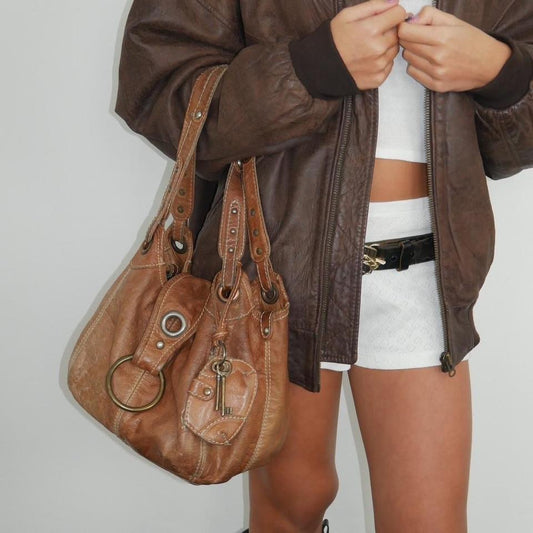 Vintage leather tan equestrian bag