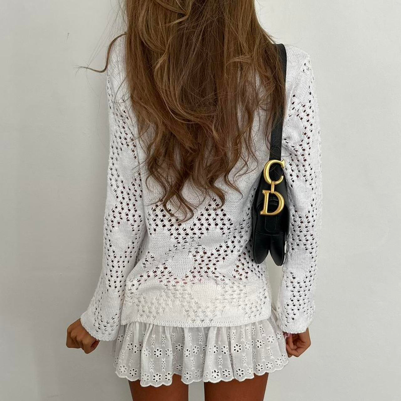 Vintage 2000’s white crochet layering knit top