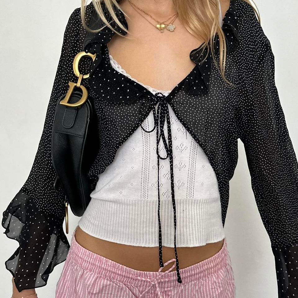 Vintage polka dot sheer layering top
