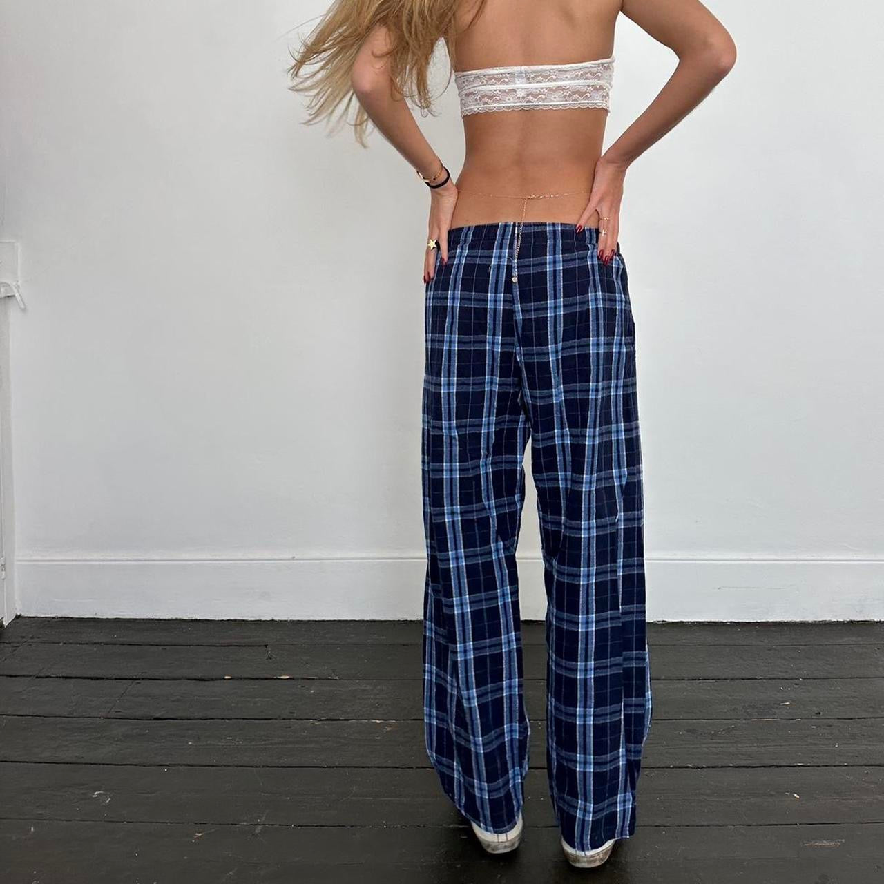 Vintage blue and navy plaid pants