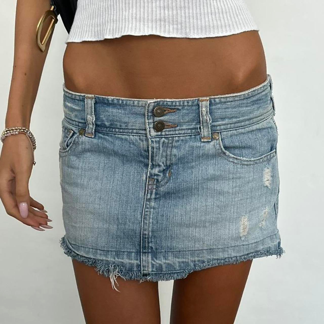 Vintage Abercrombie 2000’s blue denim mini skirt