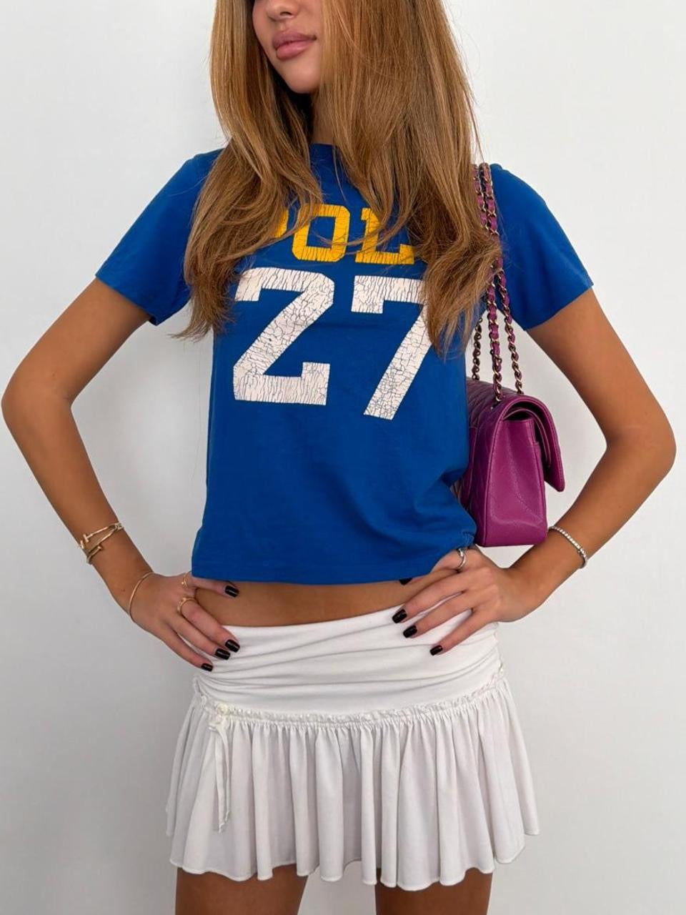 Vintage 00’s Ralph Lauren blue graphic baby tee
