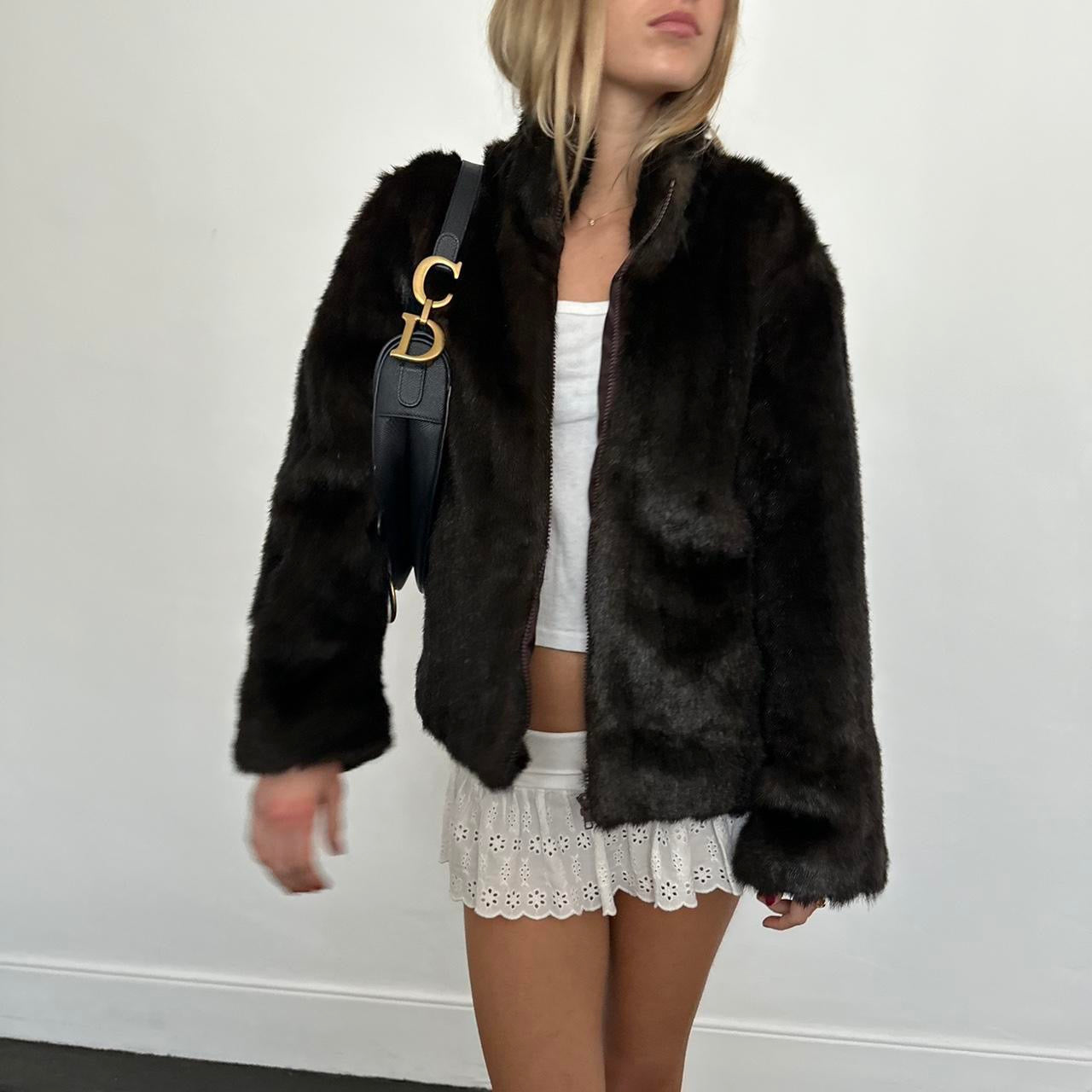 Vintage 2000’s dark brown faux fur jacket