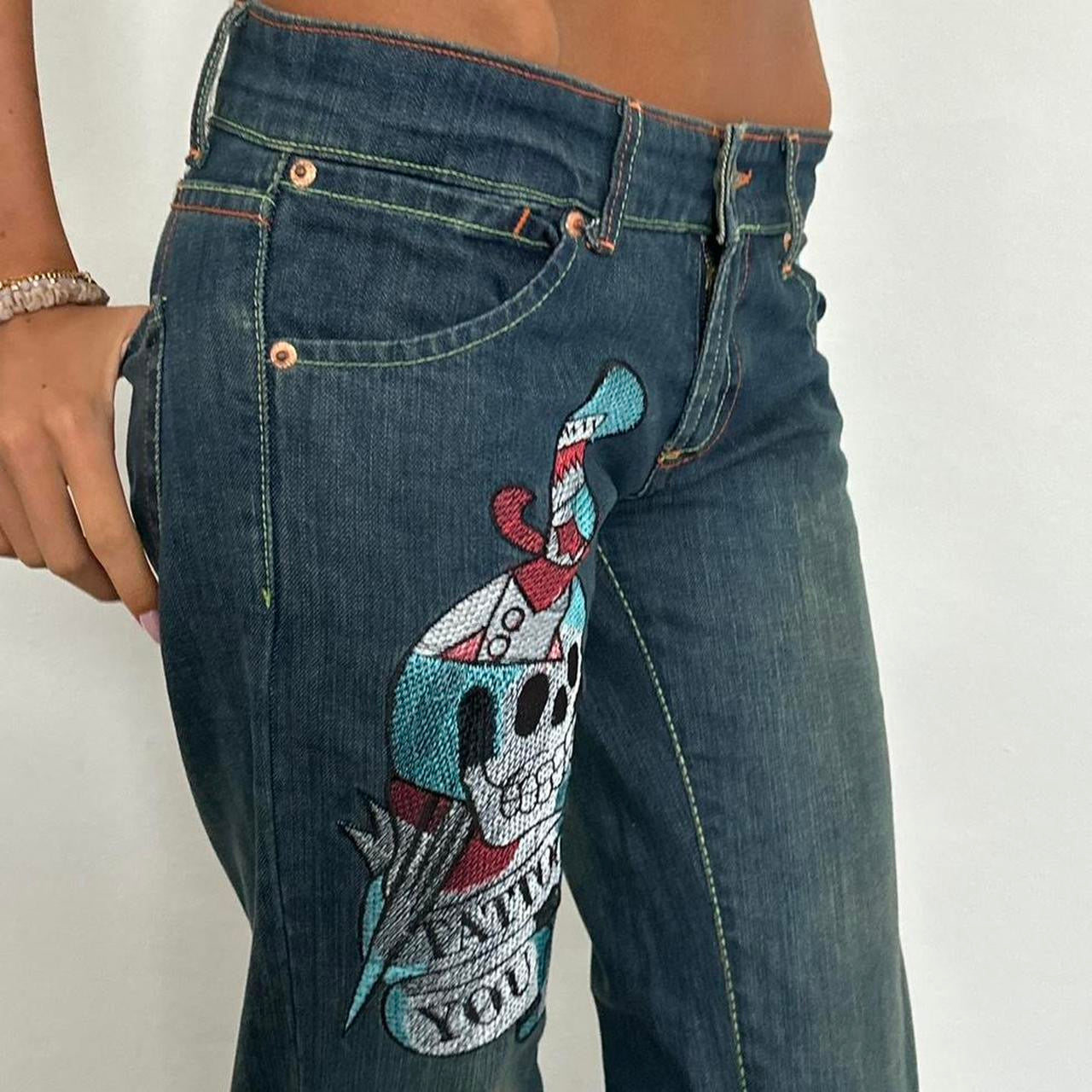 Vintage 2000’s Ed Hardy painting jeans