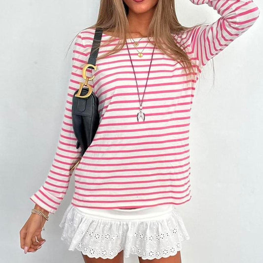 Vintage pink stripe long sleeve top