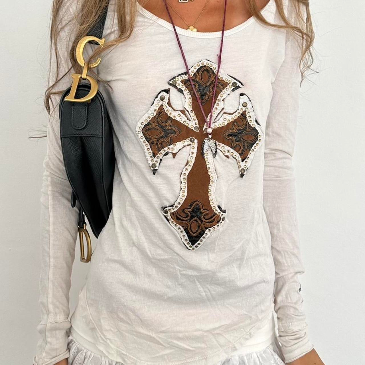 Vintage 2000’s brown cross long sleeve top