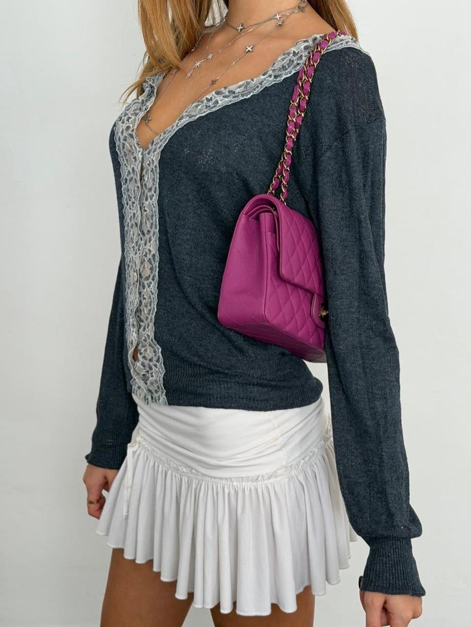 Vintage 00’s lace dark blue cardigan long sleeve top
