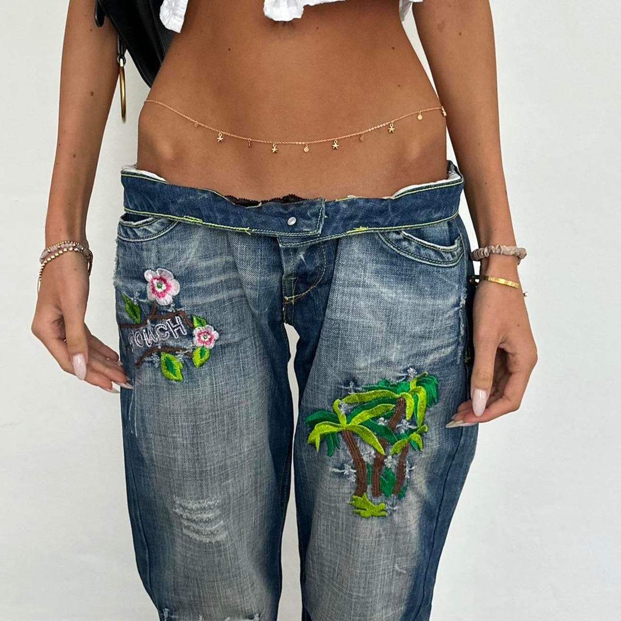Vintage rare palm tree surf girl jeans