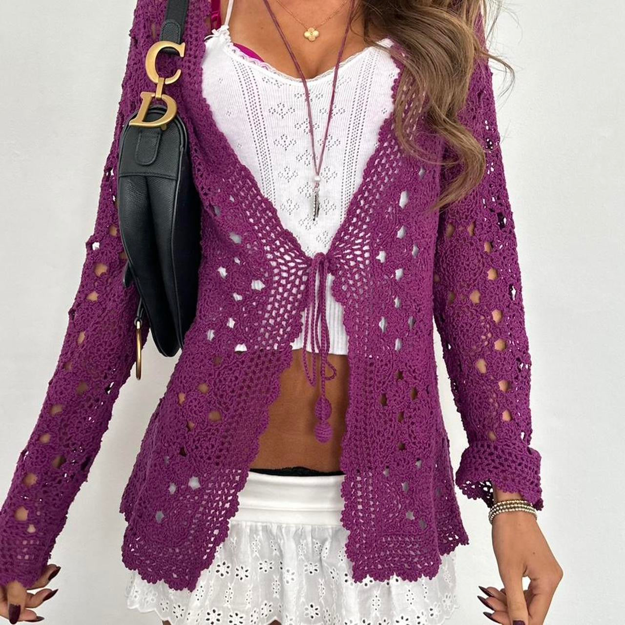 Vintage 90’s purple crochet cardigan