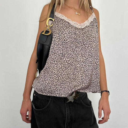 Vintage 2000’s leopard lace trim cami top