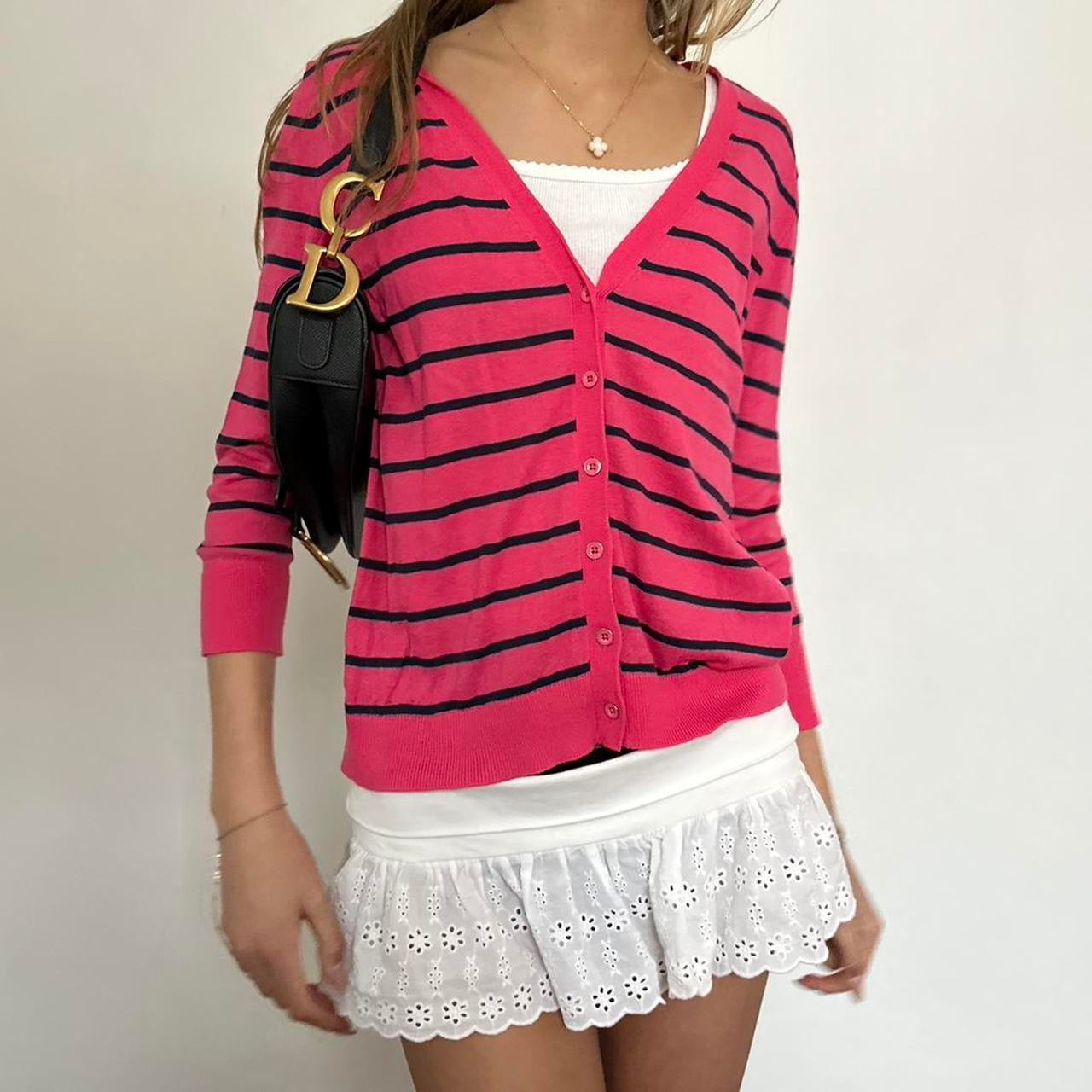 Vintage 90’s pink & black striped cardigan