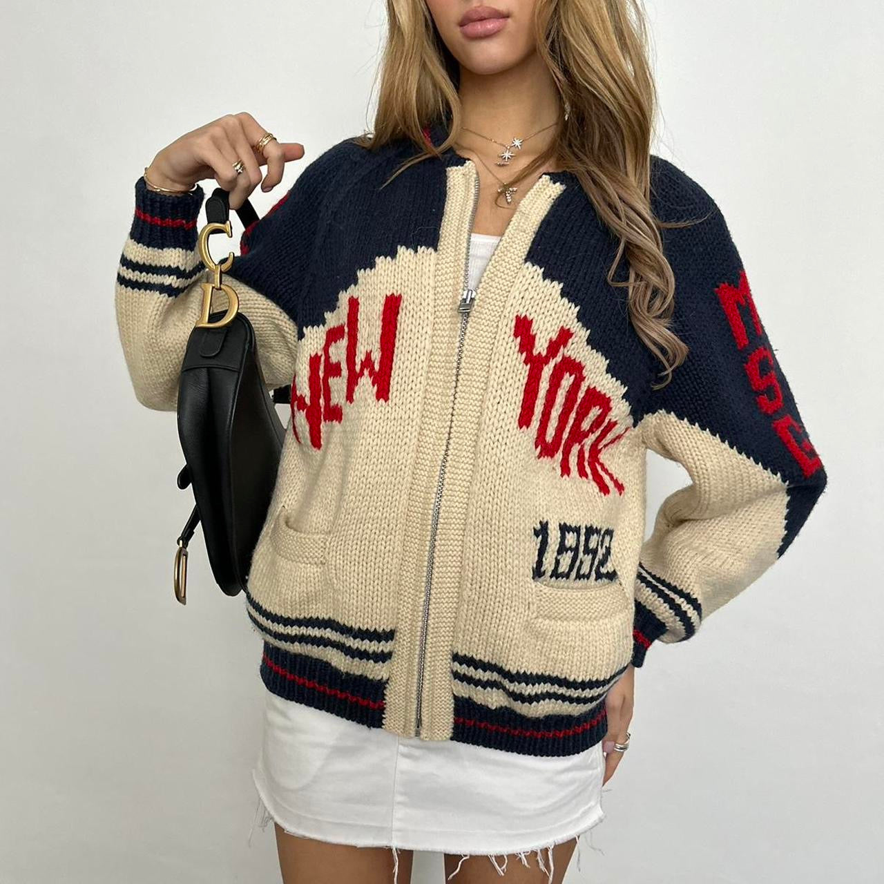 Vintage 90’s New York knitted zip up jacket