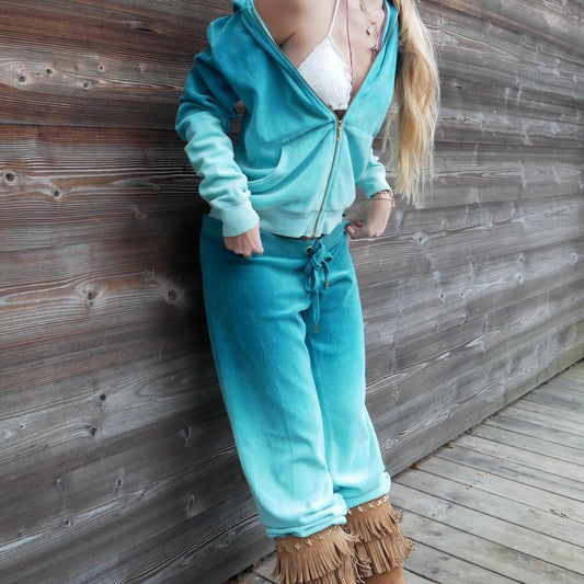 Vintage 2000’s aqua blue Juicy Couture sweatpants and hoodie set