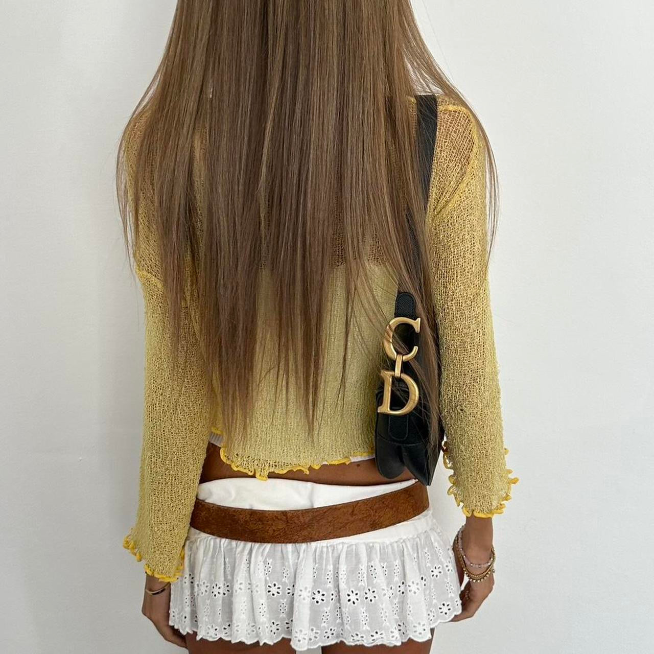 Vintage 2000s yellow tie up top