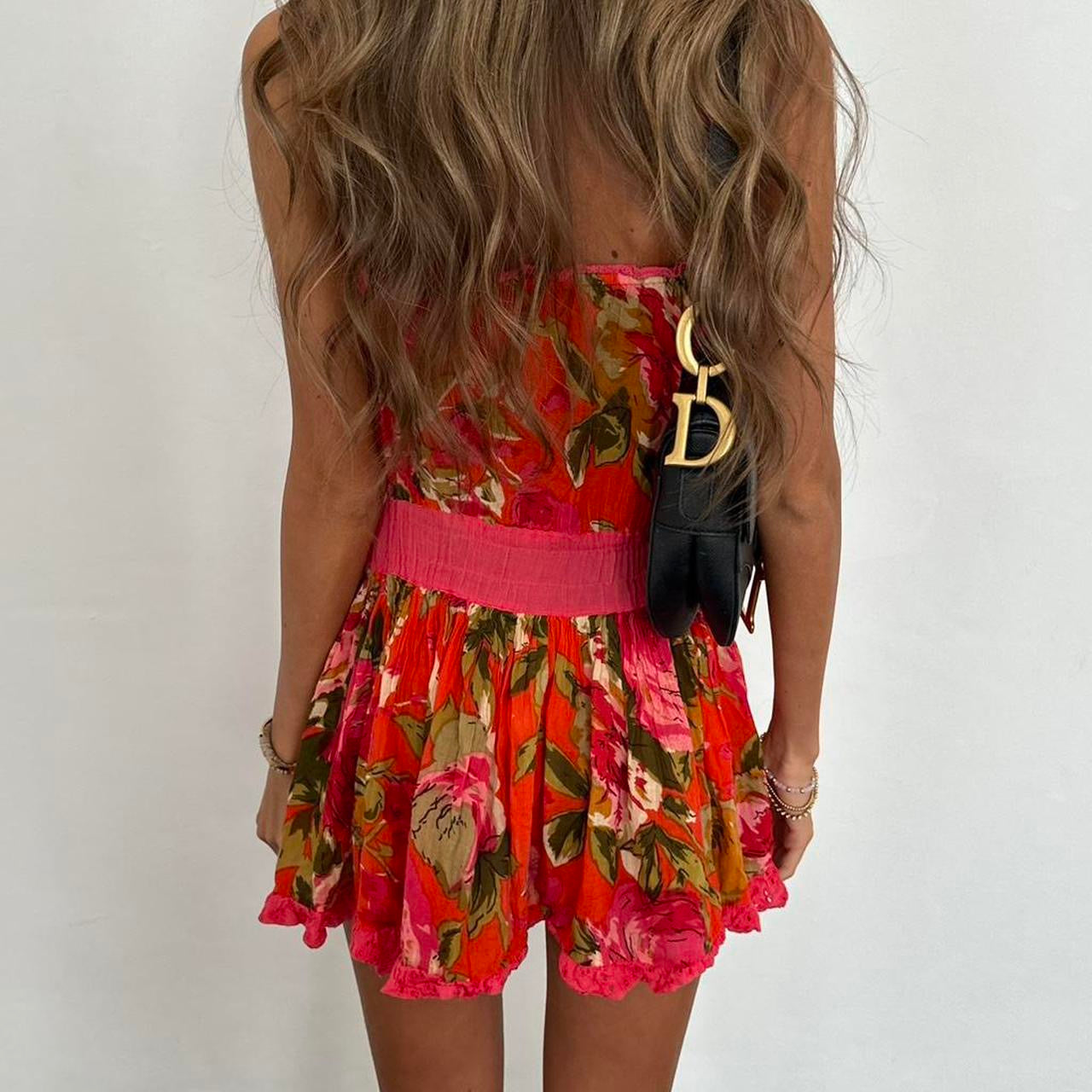 Vintage 2000s floral strapless mini dress