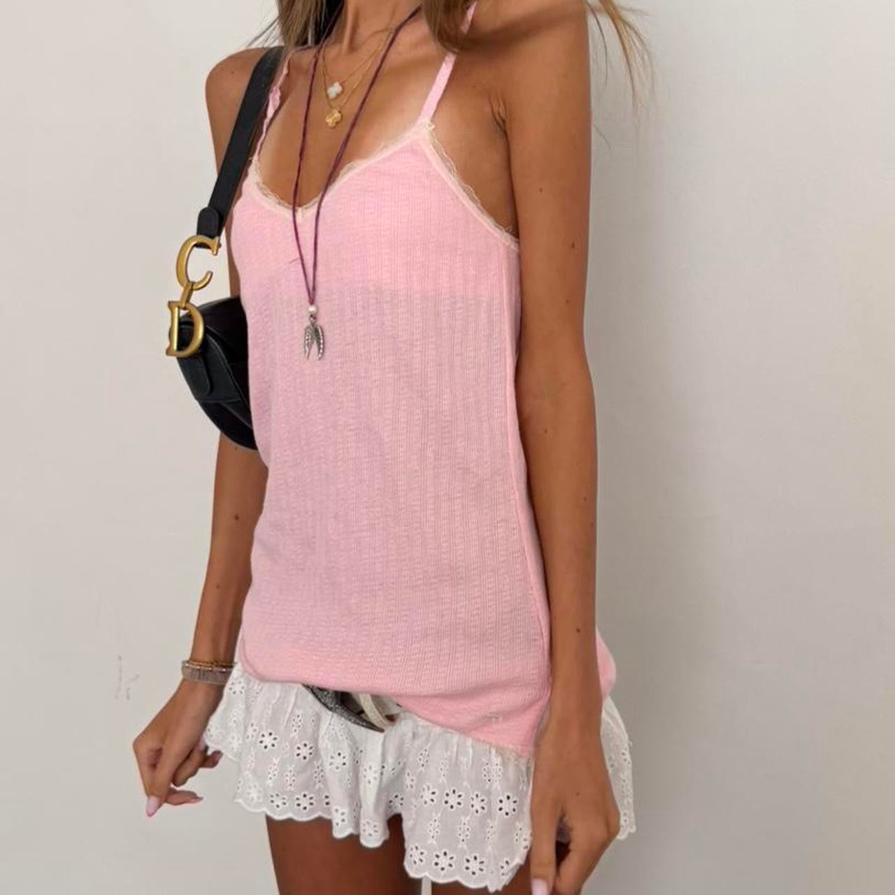 Vintage Abercrombie and Fitch 00s pink cami boho top