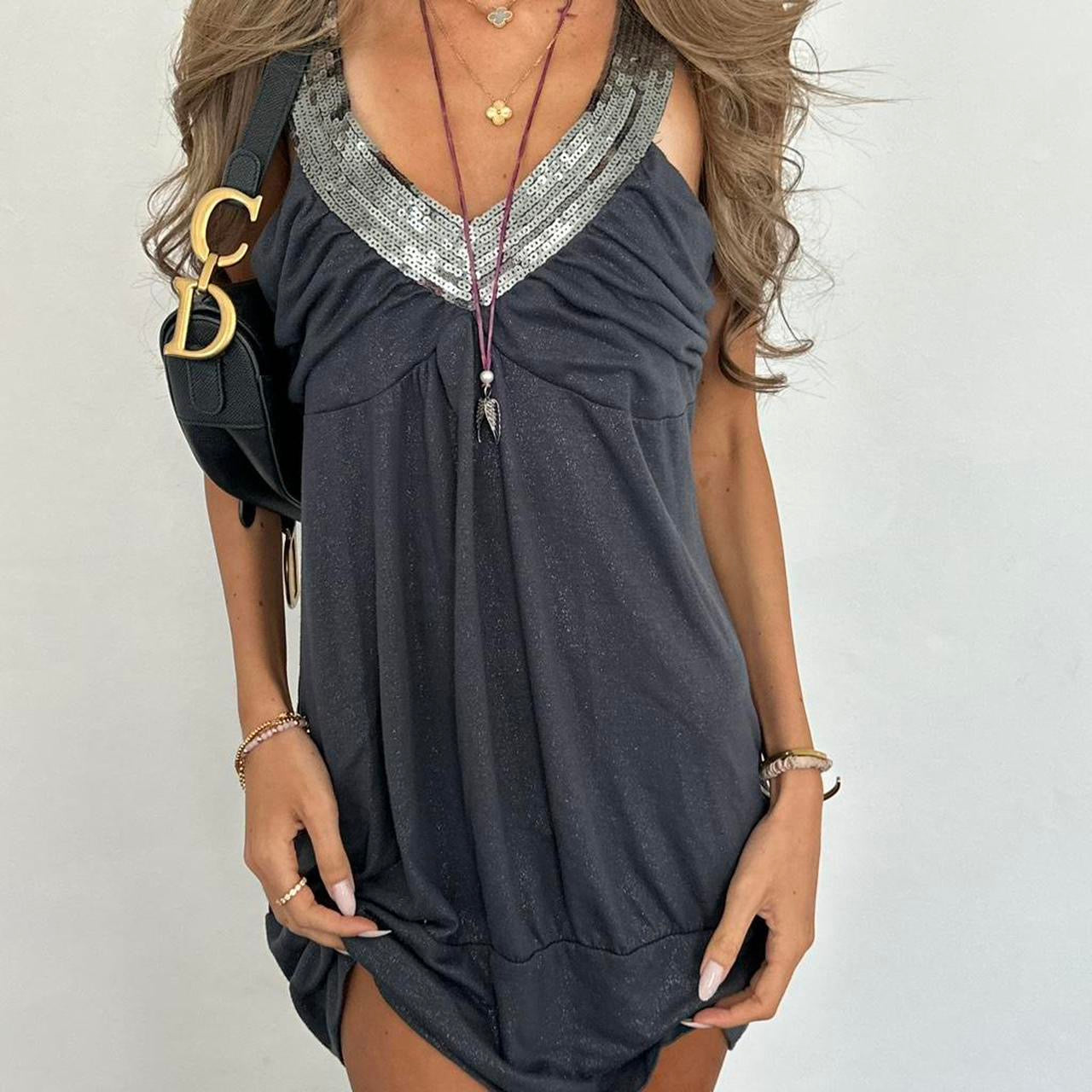 Vintage 00s silver sequin mini dress