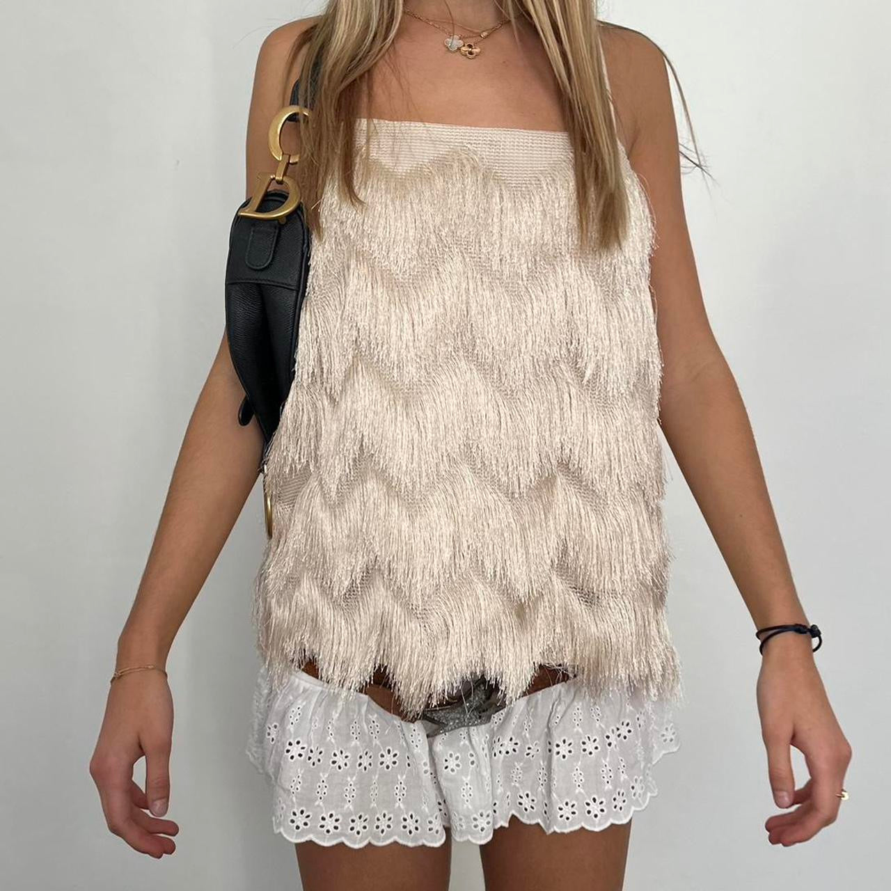 Vintage boho layered tassel cami top