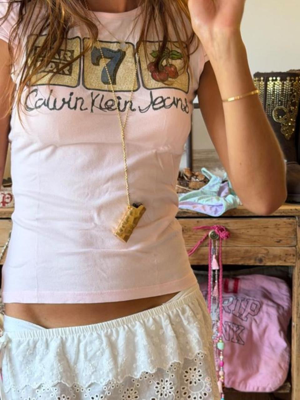 Vintage 00’s Calvin Klein pink baby tee