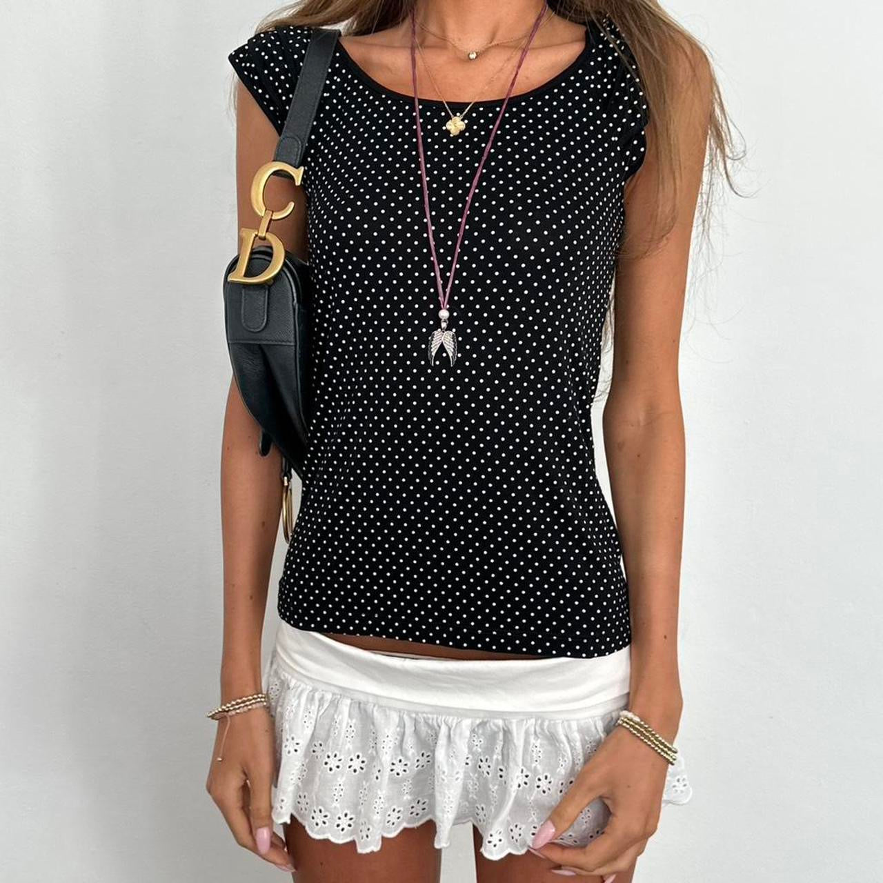 Vintage 2000’s black polka dot top