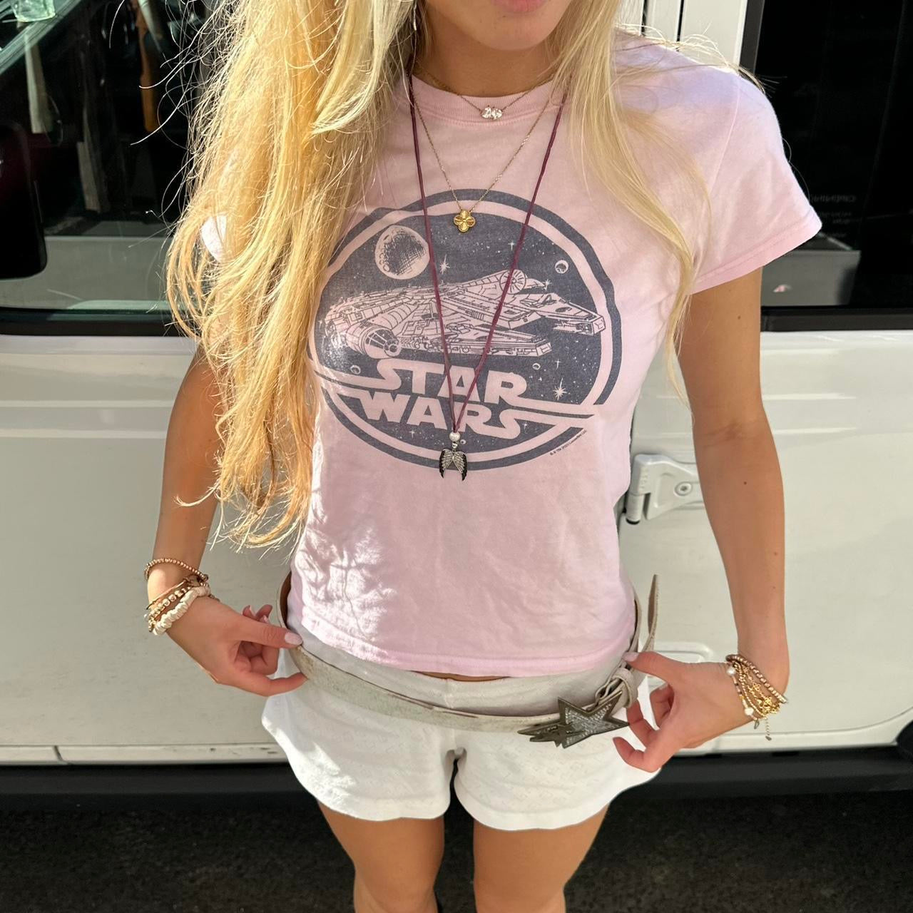 Vintage 2000’s pink Star Wars graphic baby tee