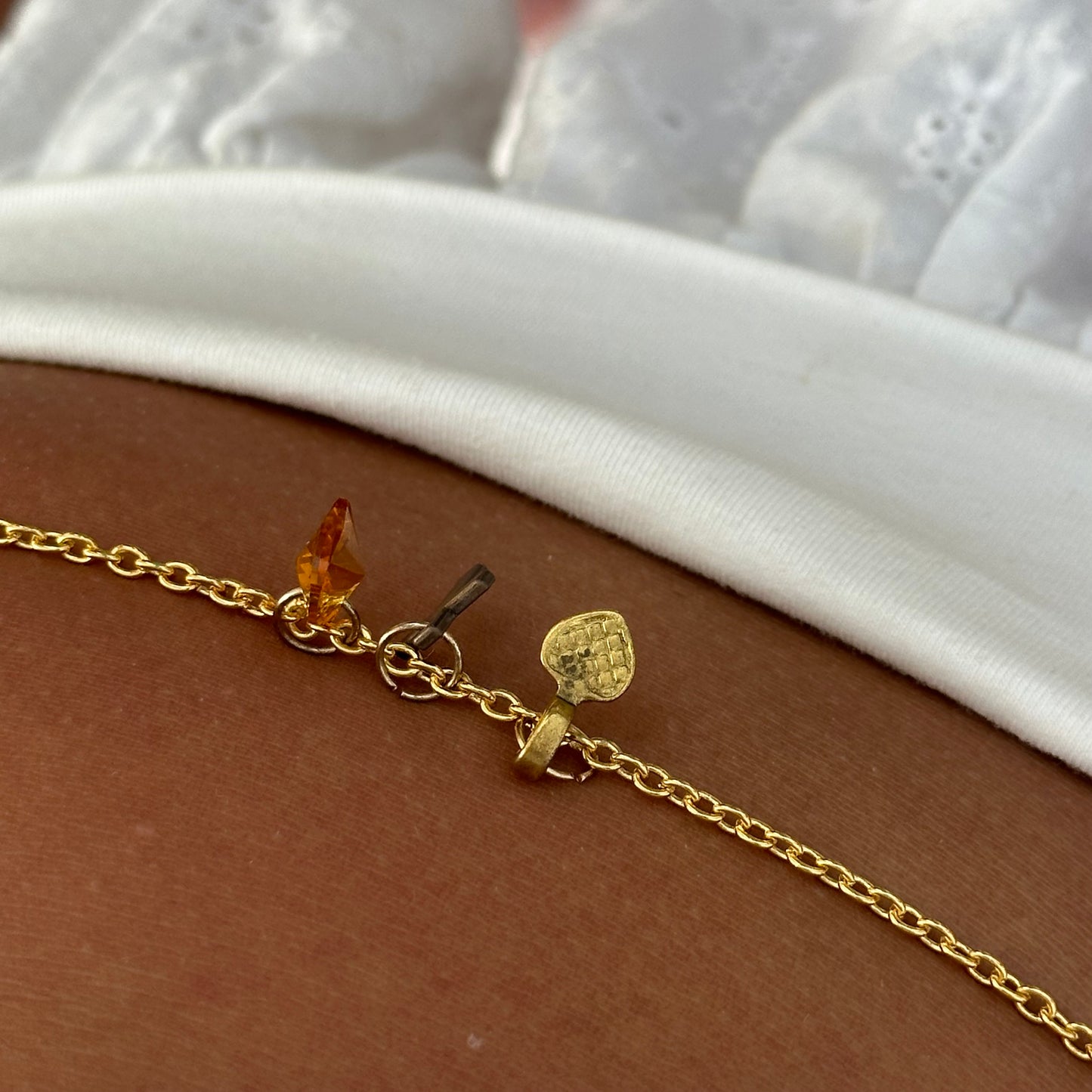 Handmade amber heart belly chain 🪸🐚