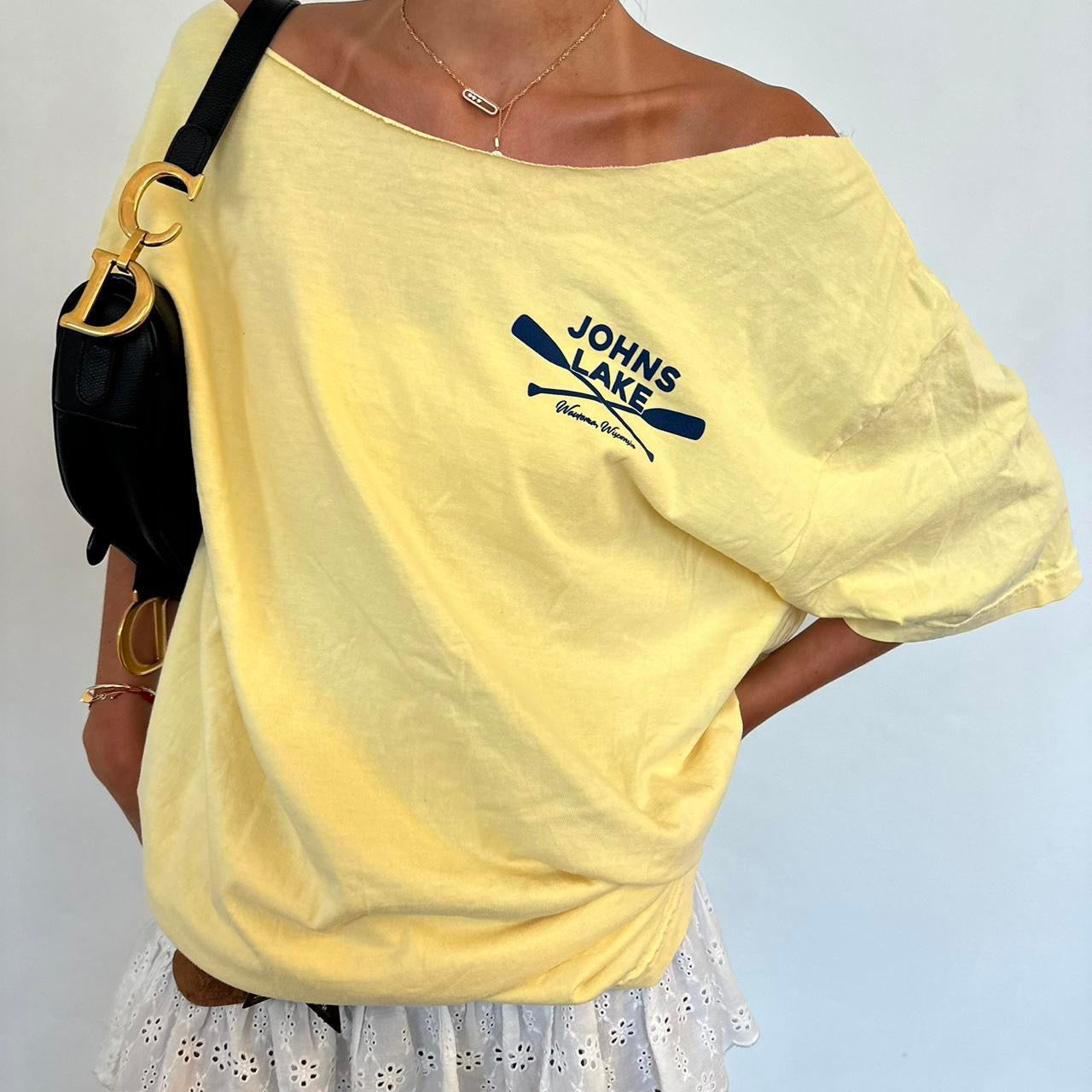 Vintage Johns Lake off the shoulder tee  💛