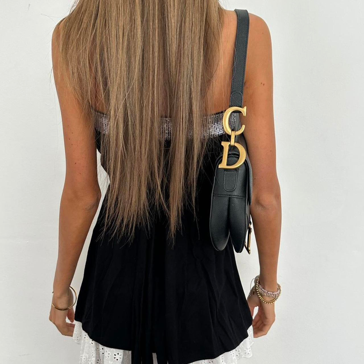 Vintage 2000’s black strapless sequin black top