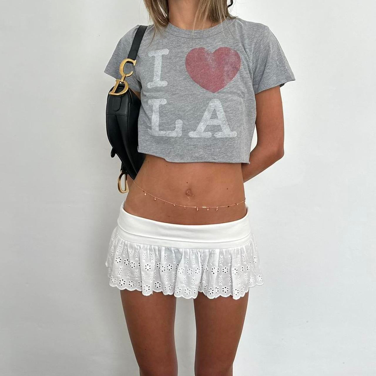 Vintage 90s I 💓 LA grey baby tee