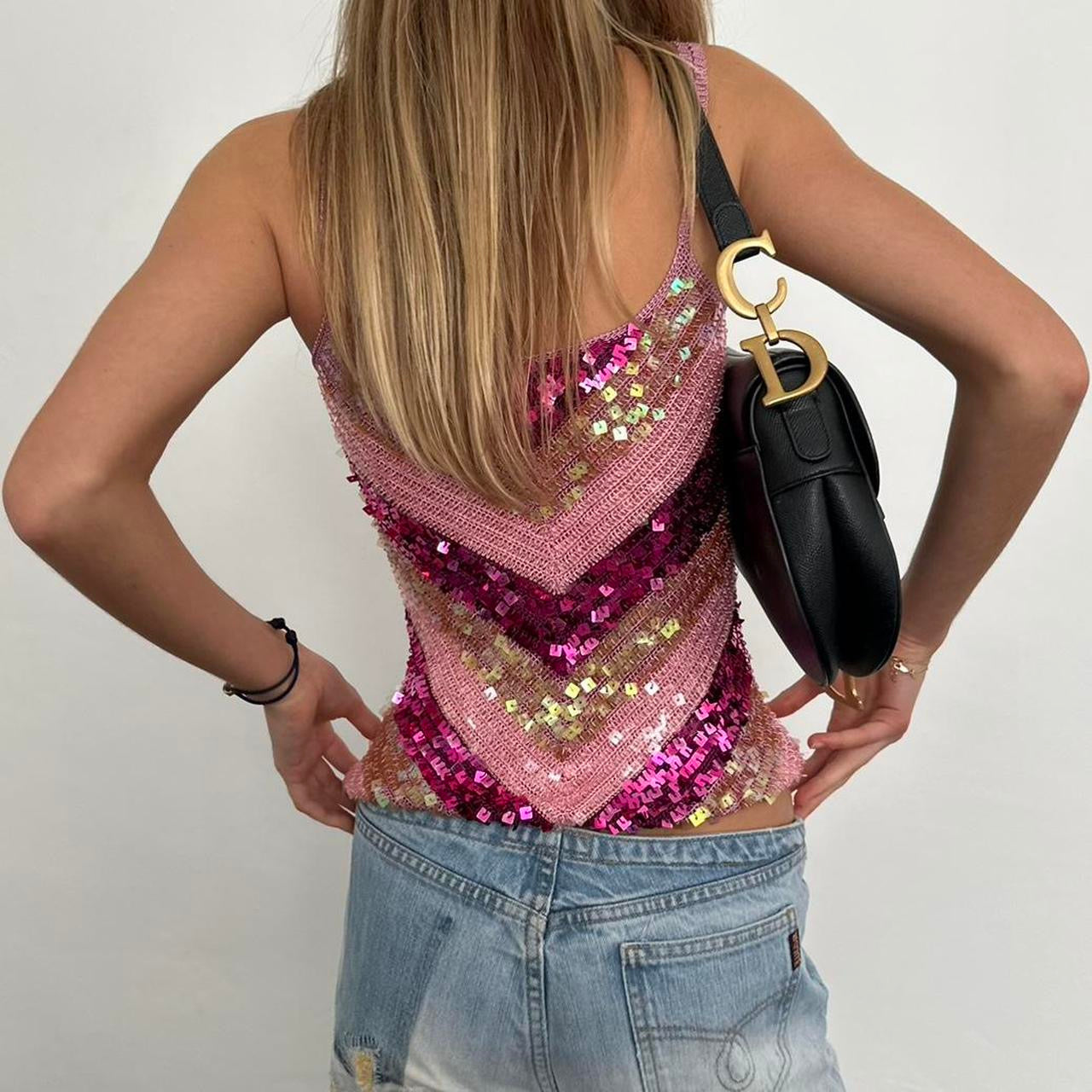 Vintage 90’s pink sequin camisole top