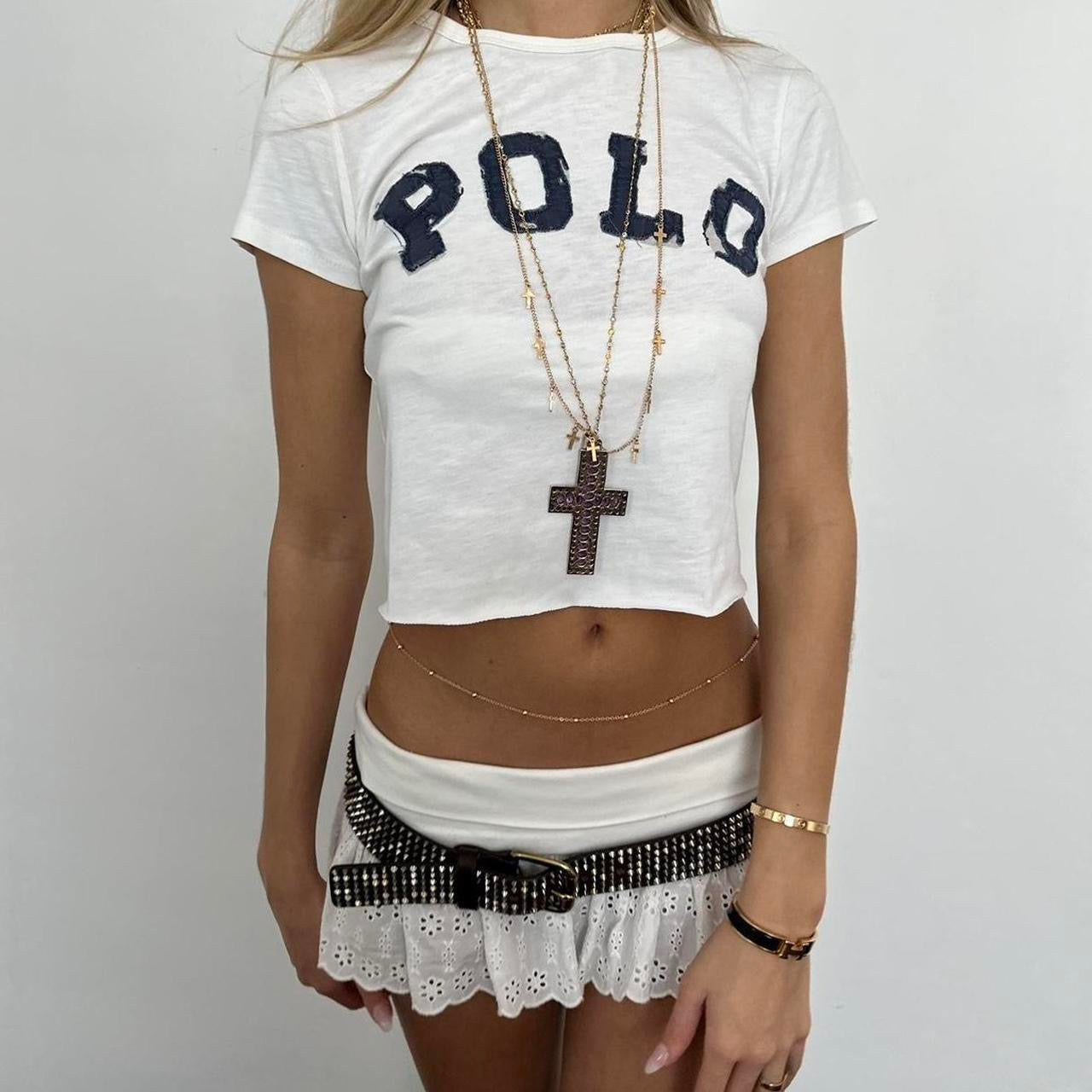 Vintage 90’s Ralph Lauren white embroidered baby tee