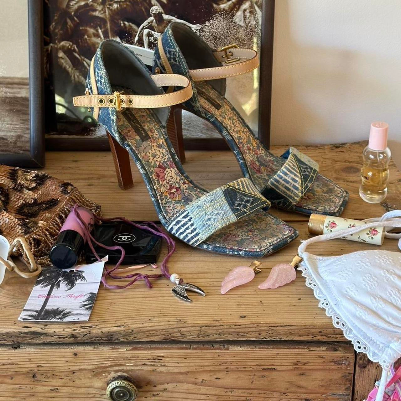 Louis Vuitton Denim Monogram Heeled Sandals