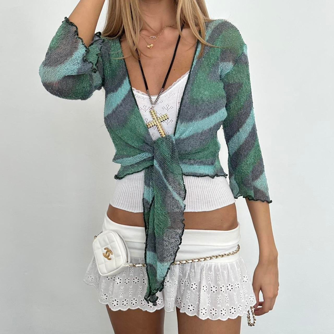 Vintage camouflage layering top