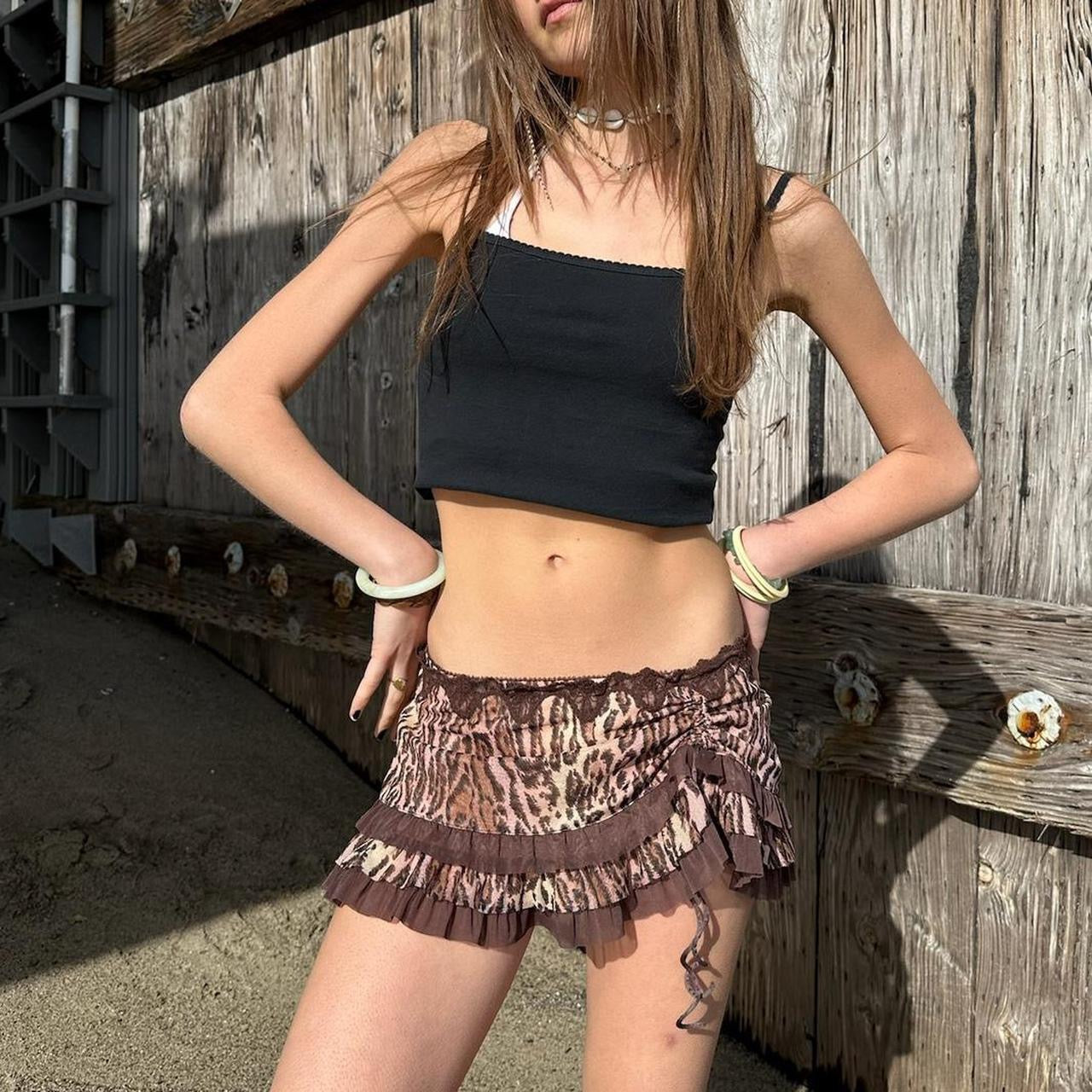 Vintage early 2000s leopard print micro mini skirt