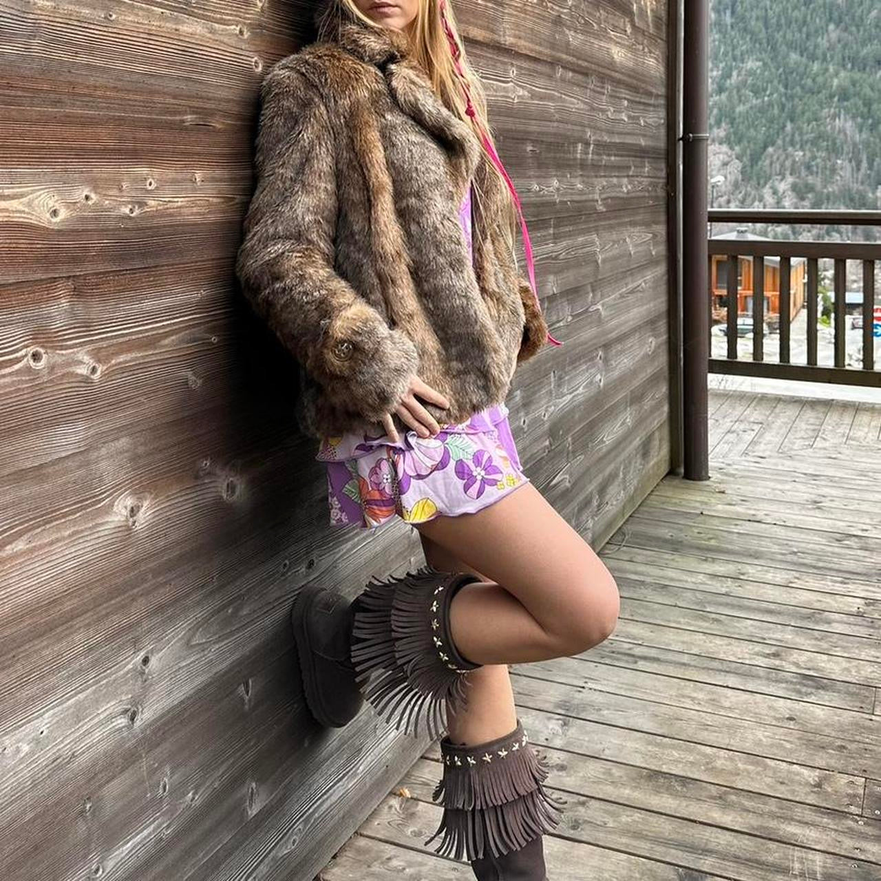 Vintage 90’s brown faux fur jacket