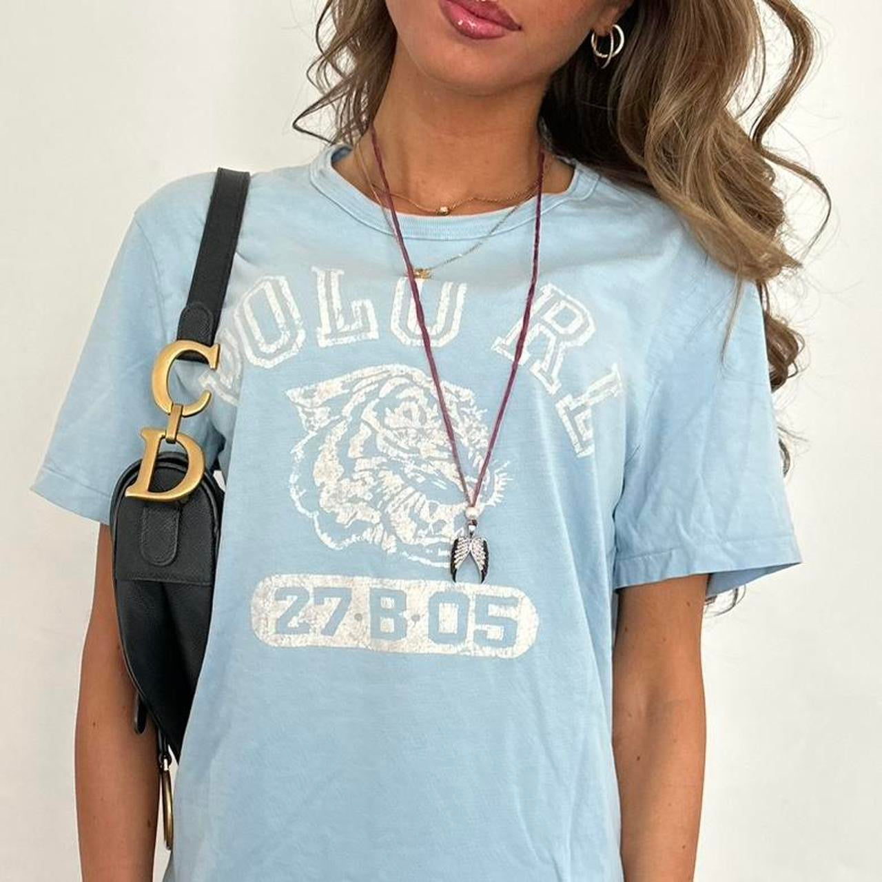 Vintage Ralph Lauren baby blue varsity top