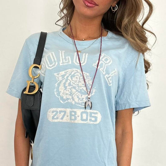 Vintage Ralph Lauren baby blue varsity top