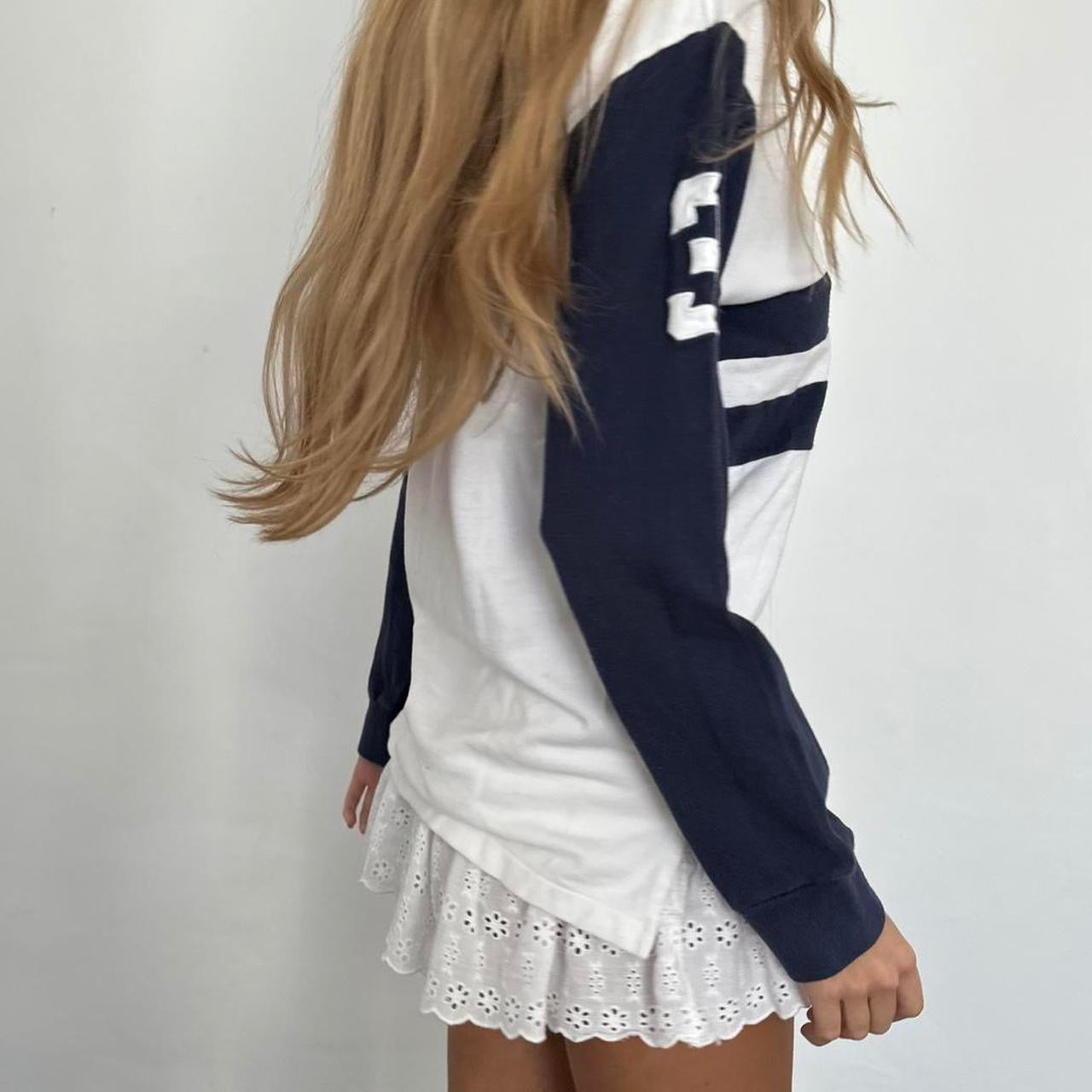 Vintage Polo Ralph Lauren striped navy and white polo long sleeve top
