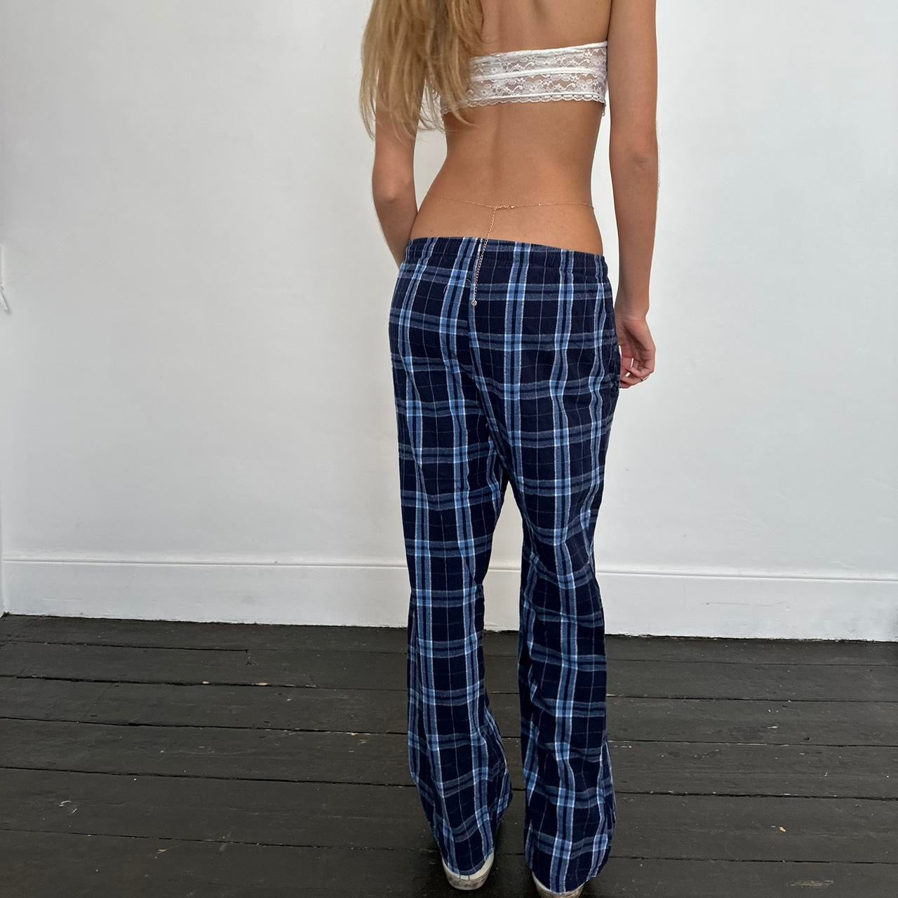 Vintage blue and navy plaid pants