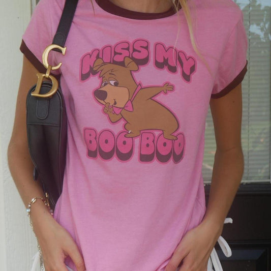 Vintage 2000’s graphic slogan dog pink baby tee