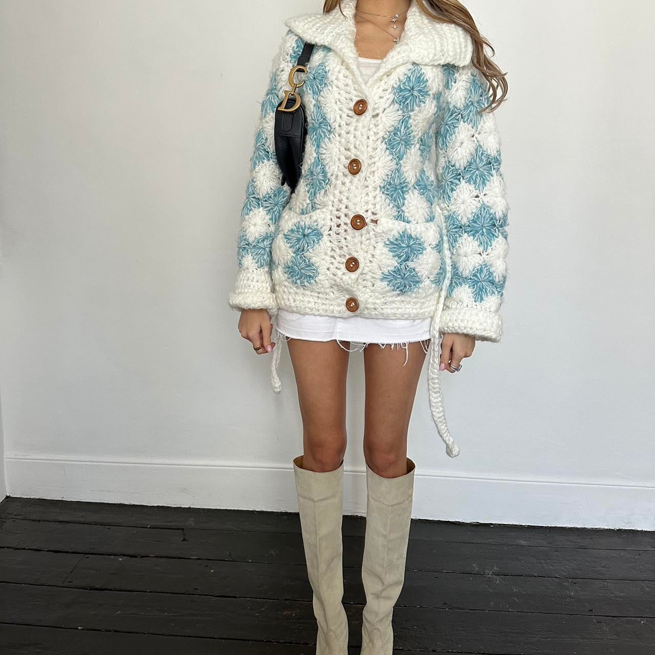 Vintage 2000’s chunky knit crochet cardigan/jacket